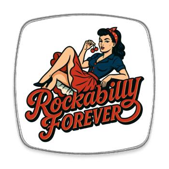 Rockabilly Forever Cerises Femme Cadeau des Années 50 - Magnet carré - blanc - Devant