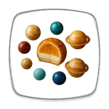 Sonnensystem-Dessert - ein skurriler Genuss - Viereckiger Kühlschrankmagnet - Weiß - Vorne