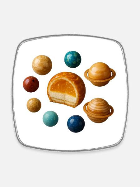 Solar System Dessert - A Whimsical Treat - Square fridge magnet - white