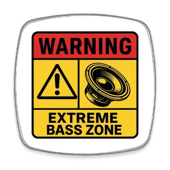 Extreme Bass Zone Warning - Square fridge magnet - white - Front