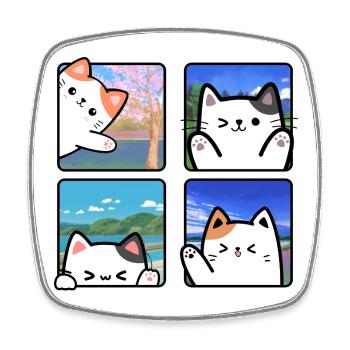 Katze Reisende - Viereckiger Kühlschrankmagnet - Weiß - Vorne