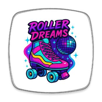 Neon Roller Skates Disco Design - Square fridge magnet - white - Front