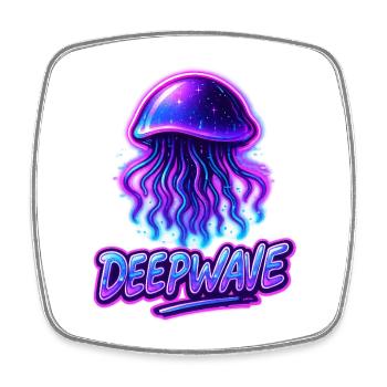Neon Qualle Deepwave Design - Viereckiger Kühlschrankmagnet - Weiß - Vorne