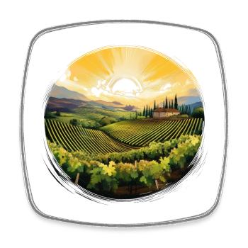 Sunrise over vineyard landscape - Square fridge magnet - white - Front