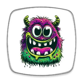 Niedliches und buntes Monster - Viereckiger Kühlschrankmagnet - Weiß - Vorne