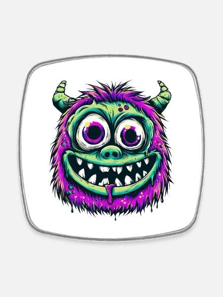 Colorful Psychedelic Monster - Square fridge magnet - white