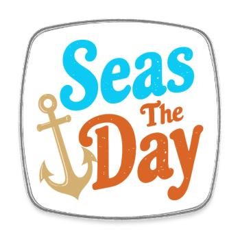 Seas The Day - Anker-Symbol - Viereckiger Kühlschrankmagnet - Weiß - Vorne