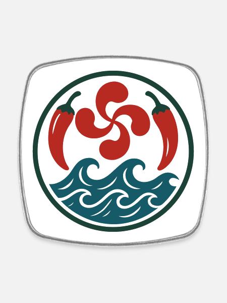 Tribal Spiral Pattern in Red and Blue - Square fridge magnet - white
