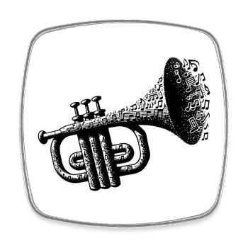 Trumpet on, worries from note explosion music magic - Square fridge magnet - white - Front