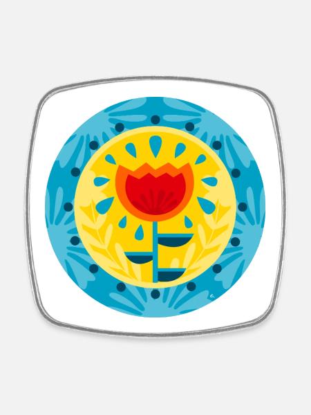 POP FLOWER - Square fridge magnet - white
