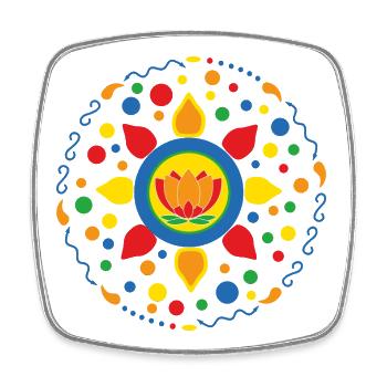 Lotusblüte Lotusblume Mandala - Viereckiger Kühlschrankmagnet - Weiß - Vorne