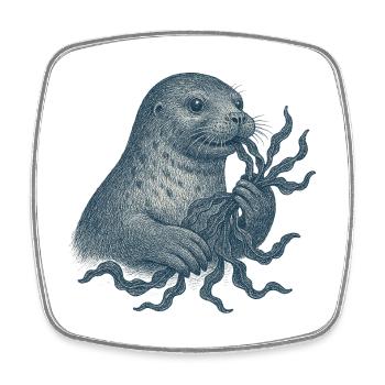 Mystischer Seeotter mit Tentakelpflanze - Viereckiger Kühlschrankmagnet - Weiß - Vorne