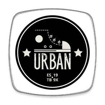 Urban Style Badge Featuring Red Sneaker and Bold  - Magnet carré - blanc - Devant