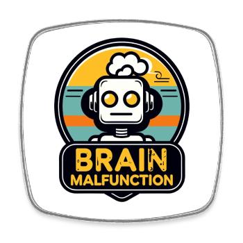 Gehirnfehlfunktion Retro Roboter Logo - Viereckiger Kühlschrankmagnet - Weiß - Vorne