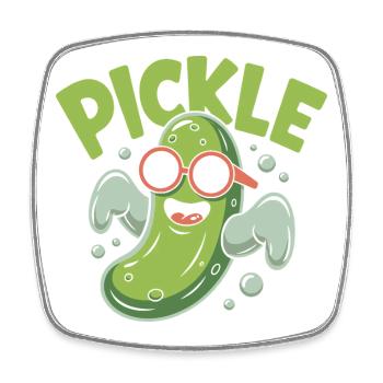 Lustige Pickle Cartoon-Figur - Viereckiger Kühlschrankmagnet - Weiß - Vorne
