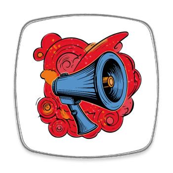 Graffiti speaker with vibrating explosions - Square fridge magnet - white - Front