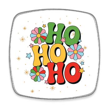 Lebendiges Ho Ho Ho Weihnachtsdesign - Viereckiger Kühlschrankmagnet - Weiß - Vorne