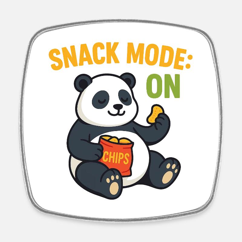 Panda Snack Mode T-Shirt Design - Viereckiger Kühlschrankmagnet - Weiß
