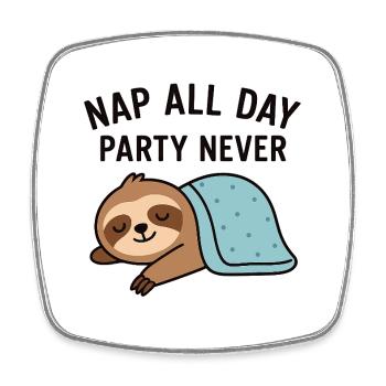 Sleepy Sloth Nap Ganztägiges Design - Viereckiger Kühlschrankmagnet - Weiß - Vorne