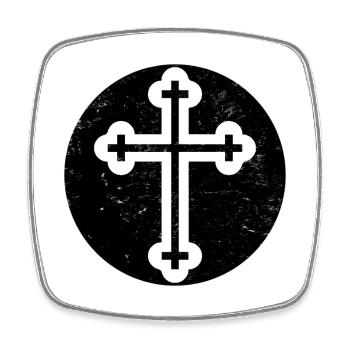 Bulgarian Orthodox Cross in Black Circle - Square fridge magnet - white - Front