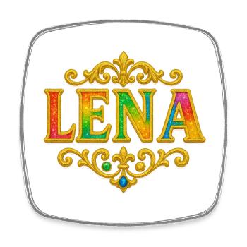 LENA Glitzer Gold Pailletten - Viereckiger Kühlschrankmagnet - Weiß - Vorne