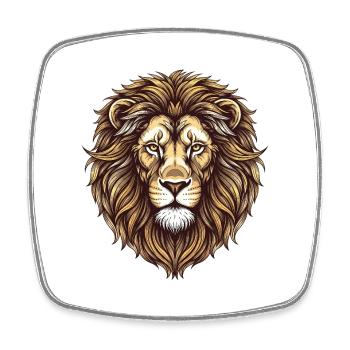 Majestueuse tête de lion dans le style tatouage - Magnet carré - blanc - Devant