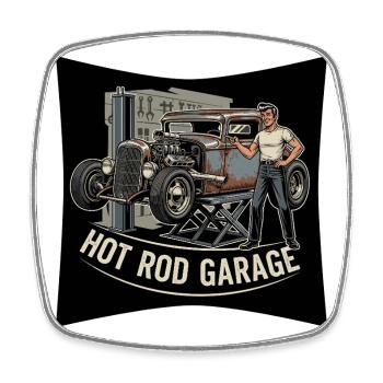 Motif d’atelier Hot Rod vintage - Magnet carré - blanc - Devant