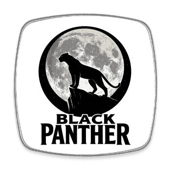 Panther Silhouette Under Full Moon - Square fridge magnet - white - Front