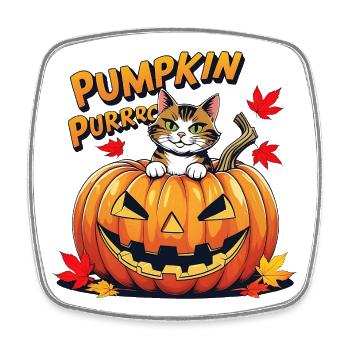 Cat Halloween Pumpkin Design - Square fridge magnet - white - Front