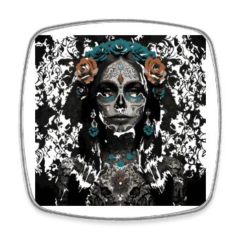 Dia de los Muertos Sugar Skull Porträt - Viereckiger Kühlschrankmagnet - Weiß - Vorne
