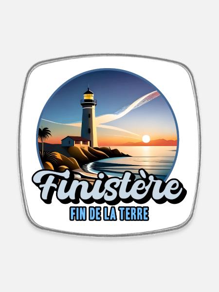 Finistère Bretagne Phares Bretons Fierté - Magnet carré - blanc