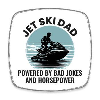 Lustiger Jetski Papa Pferdestärken - Viereckiger Kühlschrankmagnet - Weiß - Vorne