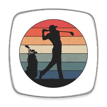 Golfer schlägt genau richtig - Viereckiger Kühlschrankmagnet - Weiß - Vorne