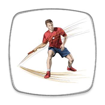Dynamischer Tischtennisspieler mit Energieeffekten - Viereckiger Kühlschrankmagnet - Weiß - Vorne