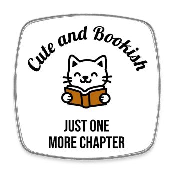 Cute Cat Reading Book  - Square fridge magnet - white - Front