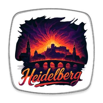 Heidelberg Stadt Silhouette prachtvoll Geschenk - Viereckiger Kühlschrankmagnet - Weiß - Vorne