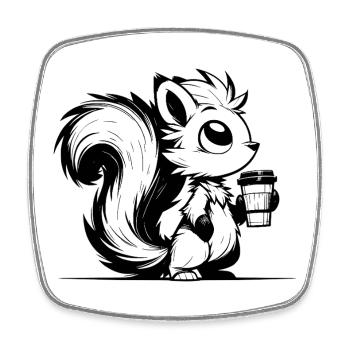 Mehr Kaffee, weniger Stress Eichhörnchen Tag - Viereckiger Kühlschrankmagnet - Weiß - Vorne