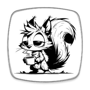 Bitte nicht stören – Eichhörnchen Kaffeezeit - Viereckiger Kühlschrankmagnet - Weiß - Vorne