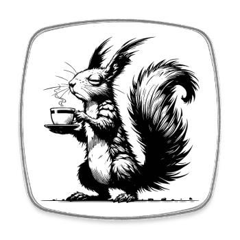 Kleines Hörnchen, große Tasse Eichhörnchen Koffein - Viereckiger Kühlschrankmagnet - Weiß - Vorne