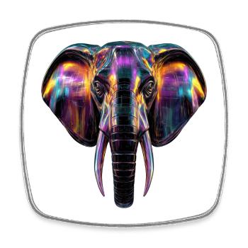 Elephant art in neon light design - Square fridge magnet - white - Front