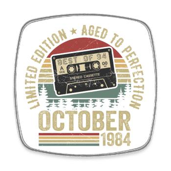 Classic Car October 1984 Birthday Gift October - Square fridge magnet - white - Front