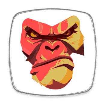 Gorilla Power Back Design - Viereckiger Kühlschrankmagnet - Weiß - Vorne