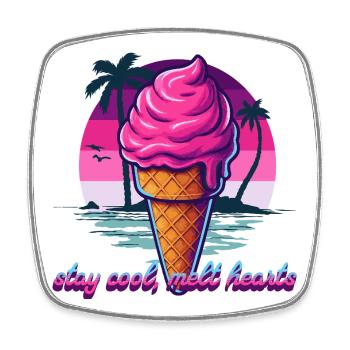 Pink Eiscreme Sunset Design - Square fridge magnet - white - Front