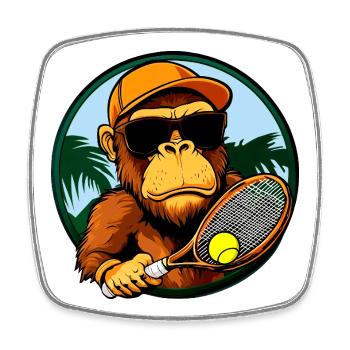 Singe joueur de tennis / Singe tennis - Magnet carré - blanc - Devant