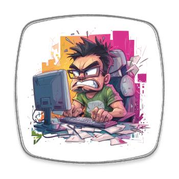 Gamer Rage – Wenn der Controller fliegt - Viereckiger Kühlschrankmagnet - Weiß - Vorne