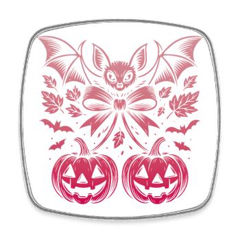 Halloween Fledermaus mit Kürbis Kirschen - Viereckiger Kühlschrankmagnet - Weiß - Vorne