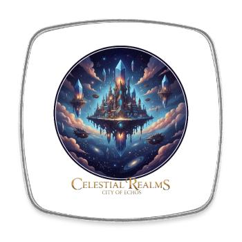 Heavenly castle in space - Square fridge magnet - white - Front