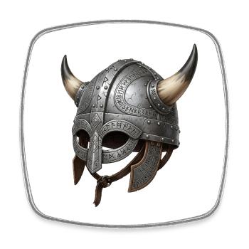 Viking helmet with rune motif - Square fridge magnet - white - Front