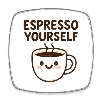 Niedliches Kawaii Kaffeetasse Design - Viereckiger Kühlschrankmagnet - Weiß - Vorne