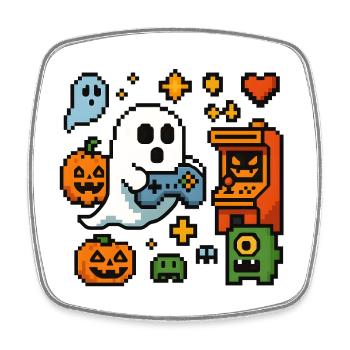Pixel Ghost Gaming Retro Design - Square fridge magnet - white - Front